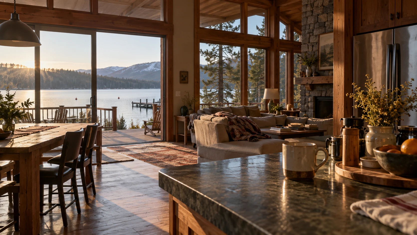 Décor d’évocation de La maison du lac Tahoe